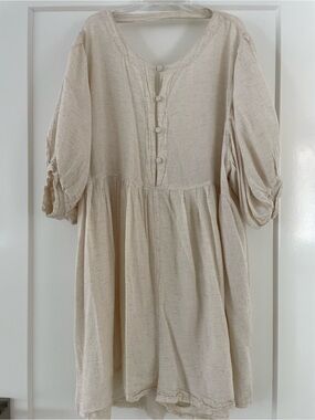 Avy&Co Cream Button-Front Peasant Romper